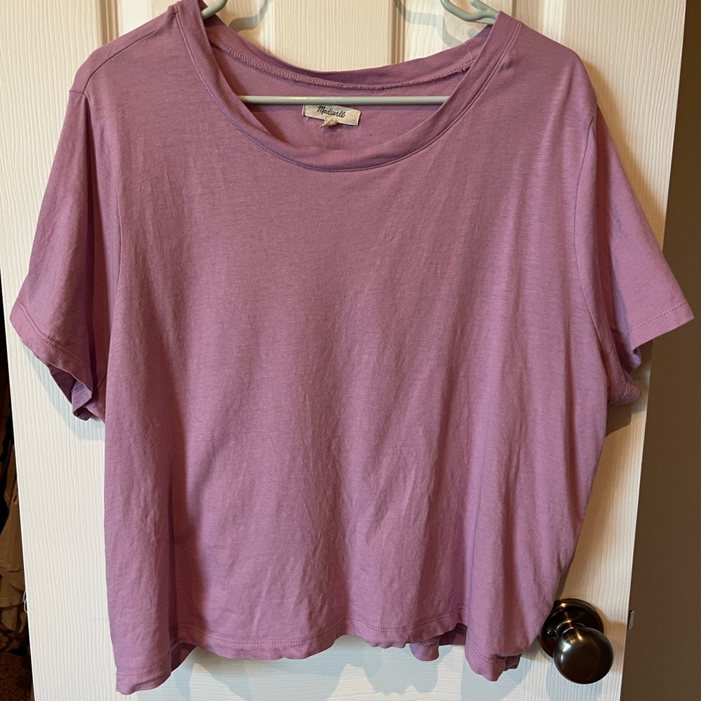 Madewell Lavender Boxy Cropped Tee